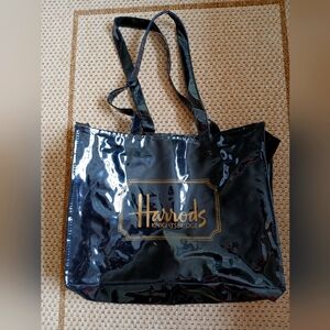 Harrod's Knightsbridge Shopping Tote Bag Black- Vintage, Ecellent Condition